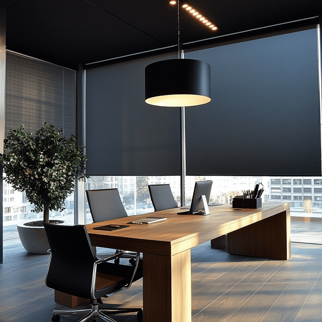 Stunning roller blinds in office