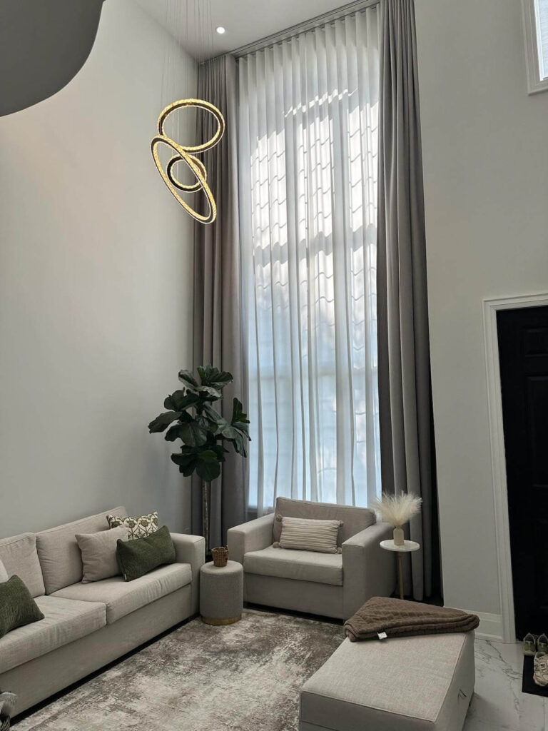 Window Treatment for large window with window curtain