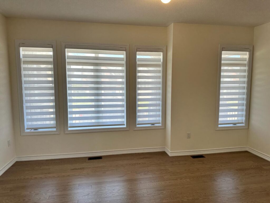 4 piece zebra blinds also known as zebra shutters in white room