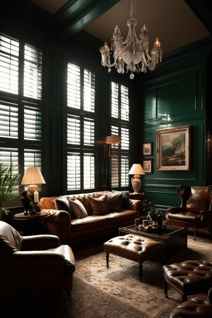 Curtains over shutters in living room