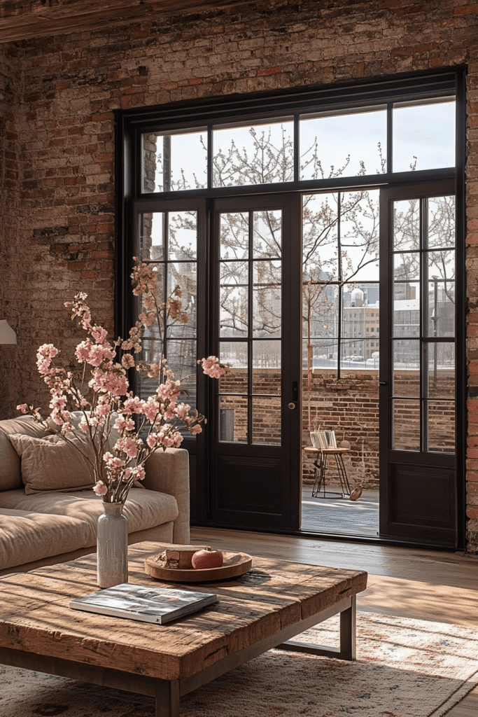 Cozy loft interior - Blackout Zebra Blinds for Sliding Doors