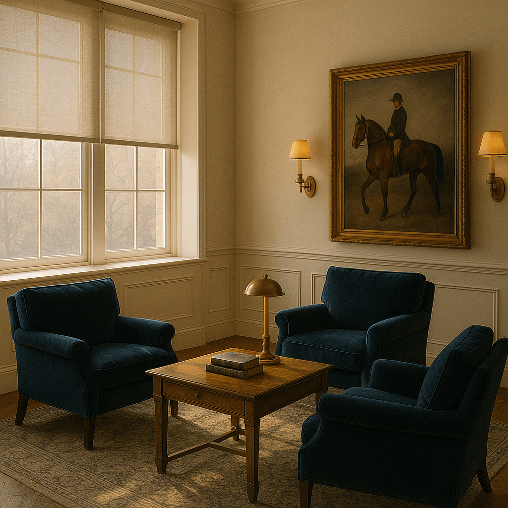 Sitting Area with Roller shades for privacy and light control