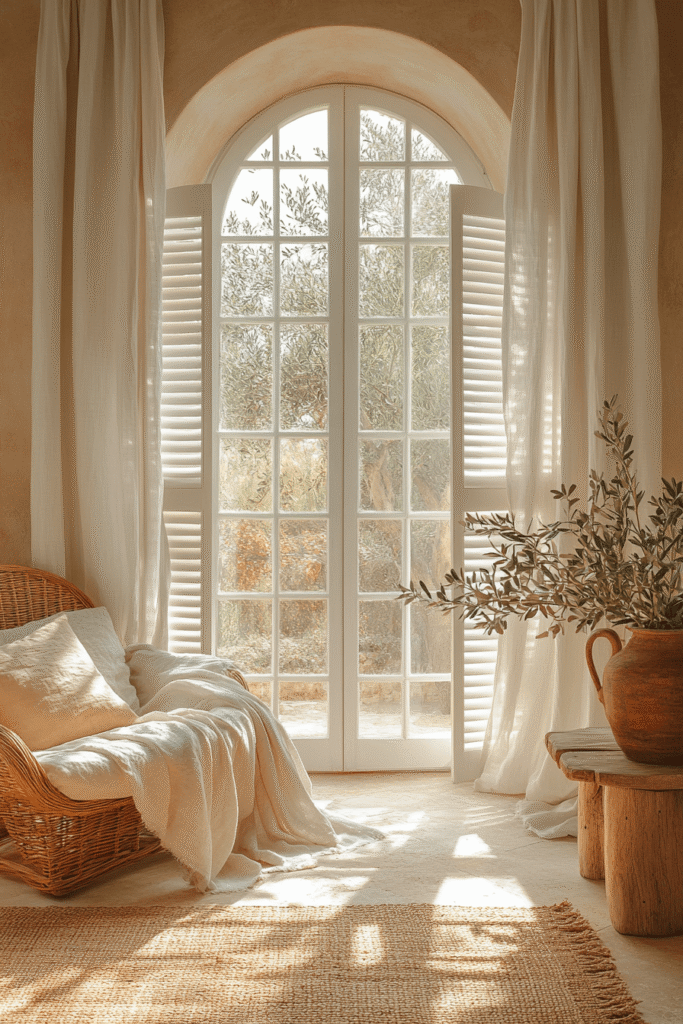 Window Blinds Locally in Warm Cozy Mediterranean Living Room