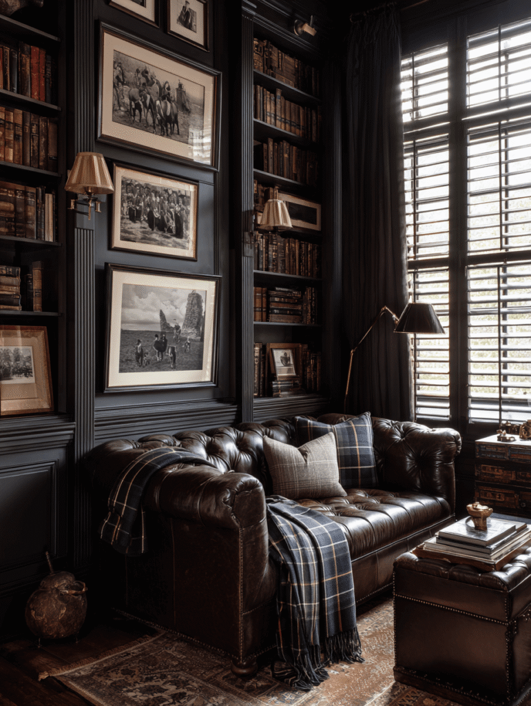 Custom Wood California Shutters in Cozy living room
