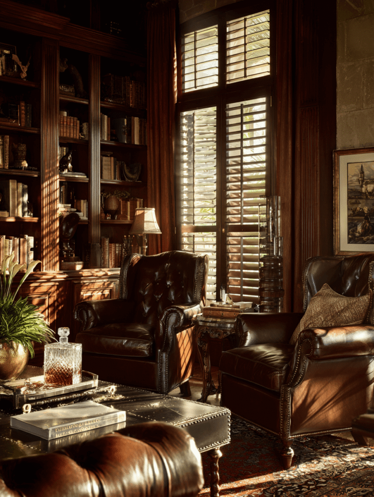 Custom Wood California Shutters n Living Room