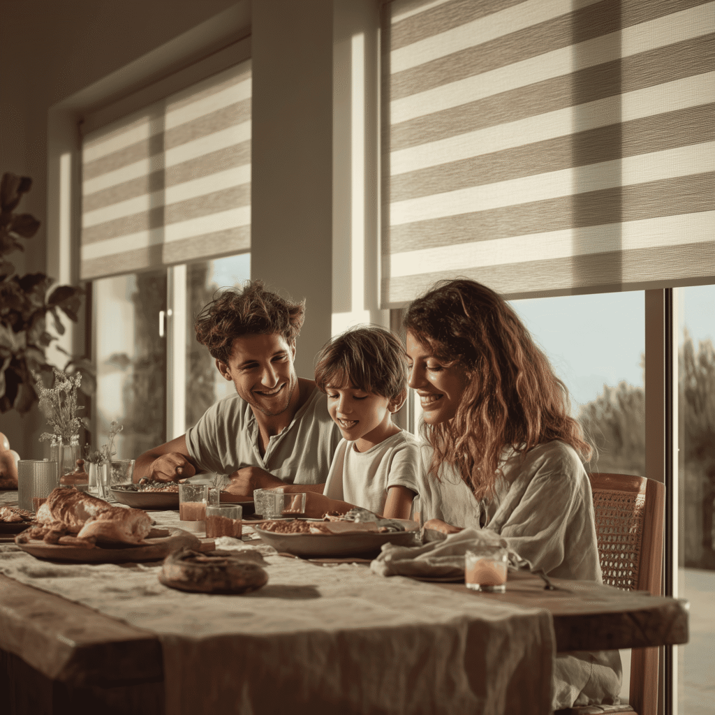 Family using Zebra Blinds for Light Control