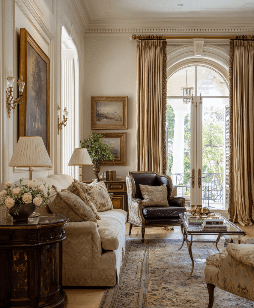 Layered Drapery and Curtains in Living room