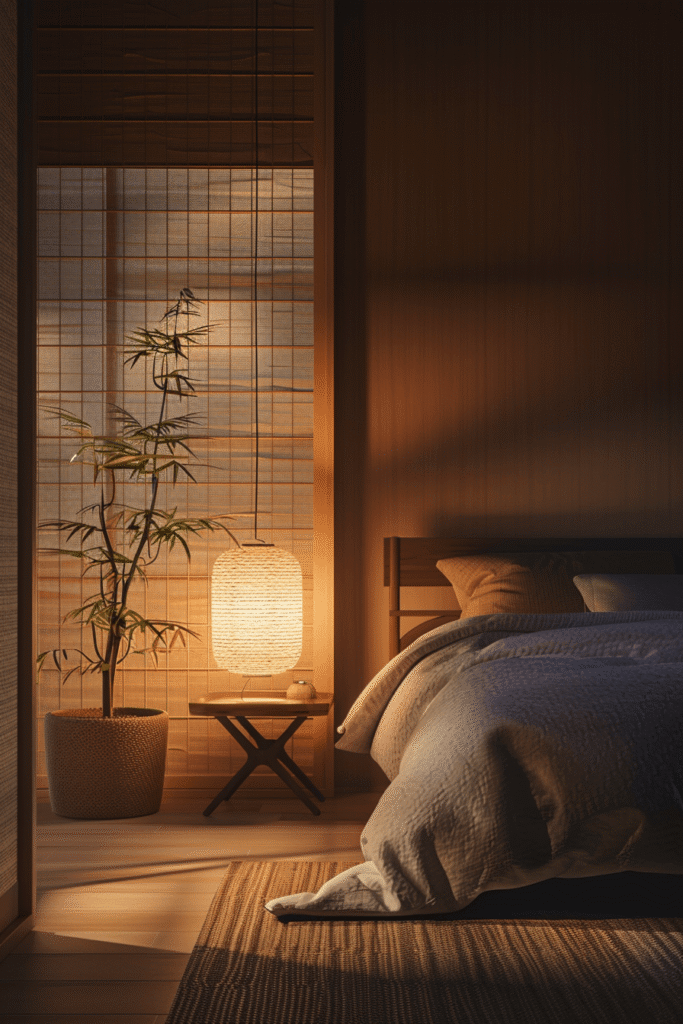 Cozy bedroom with blackout blinds creating a calm and dark environment for better sleep
